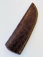 Custom Damascus Steel Cleaver Knife, Texas Flag Handle, Star Inlay, Leather Sheath - 5