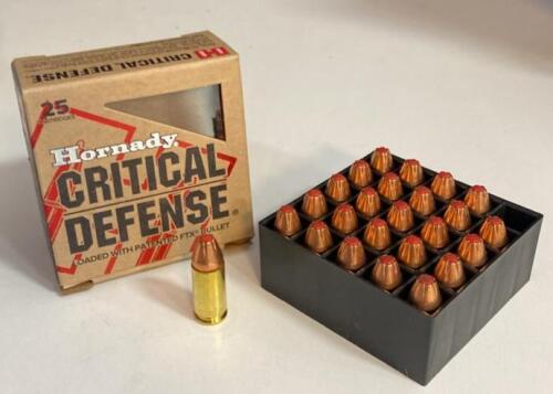 Hornady Critical Defense 9mm Luger 115gr FTX, 25 Brass Cartridges, Box #90250, Clean Condition