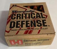 Hornady Critical Defense 9mm Luger 115gr FTX, 25 Brass Cartridges, Box #90250, Clean Condition - 3