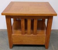 Mission Style Oak End Table With Drawer And Lower Shelf, 24" x 28" x 24" - 4
