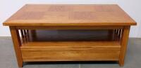 Mission Style Solid Oak Coffee Table With Two Drawers And Shelf, 48" x 24" x 19" - 3