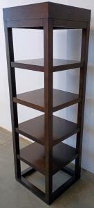 Tall 5-Shelf Wooden Bookcase, Dark Brown, Modern Open Frame, 70"x18"x15"