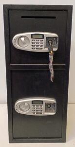 Double-Door Depository Safe With Digital Keypad And Key Override, Approx. 32" x 14" x 14"