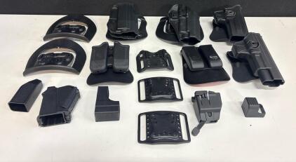 LOT: Fobus & Maglula Gun Holsters, Double Mag Carriers, UPLULA Loader, Paddle & Belt Mounts, 9mm/.40/.45