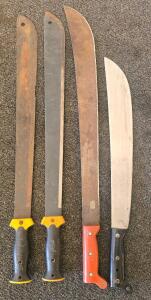 (4) Bush Machetes With High-Carbon Steel Blade And Plastic Handle
