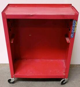 Red Steel Rolling Tool Cart, Open Style, 30" x 16" x 36", Suzuki Racing Decal, Metal Casters