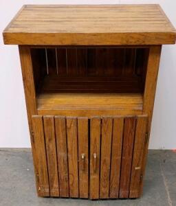 Solid Wood Storage Cabinet With Double Doors And Open Shelf, Medium Brown Finish 36"x21"x28"