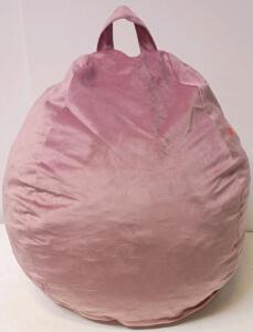Pink Velvet Velour Bean Bag Chair With Handle, 36" Diameter, Polystyrene Bead Filled