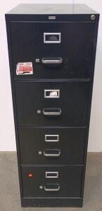 HON 4-Drawer Vertical Steel Filing Cabinet Black, Letter Size, Locking