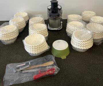 PowerXL Centrifugal Juicer 1200W Silver/Black, Corning Ware Bowl, Coffee Filters & Kitchen Tools