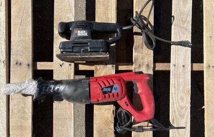 Skil 8.5A Reciprocating Saw & Black & Decker Palm Sander, Corded Electric Power Tools (Tested, Working)