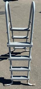6-Step Gray Above Ground Pool Ladder, Non-Slip Steps, Fits Up To 48" Pool Walls