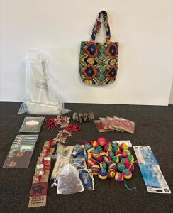 Colorful Tote Bag, GE Light Bulbs, Craft Ornaments, Jewelry, Cards & Decor