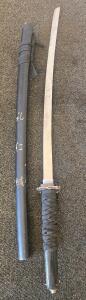 Decorative Katana Sword with Dragon Tsuba, Kanji Saya, 28" Blade, Display/Practice
