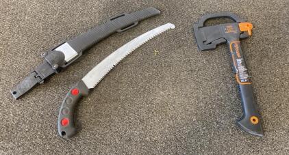 Silky Zubat 330 Pruning Saw & Fiskars X7 Hatchet Set, With Sheaths, Quality Outdoor Tools