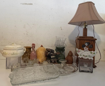 Vintage Decorative Home Goods &ndash; Glass Trays, Lamp, Ceramic, Vases, Figurines & More