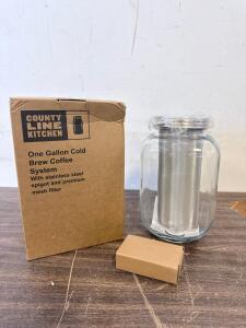 County Line Kitchen 1-Gallon Cold Brew Coffee Maker With Stainless Steel Spigot And Mesh Filter