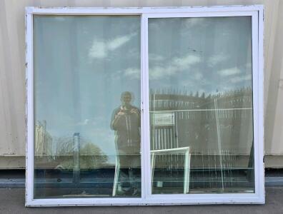 59.25"x71.25" White Vinyl Double-Pane Sliding Glass Window, Right-Hand, No Hardware Included