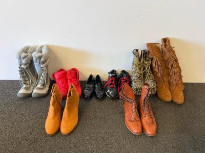 Lot of 8 Mixed Shoes & Boots: Converse, Under Armour, Heels, Winter, Fringe, Dress, Unisex