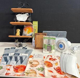Mixed Home D&eacute;cor & Utility Lot: Stencil Kits, Dispenser, Surge Protector, Shelf & More