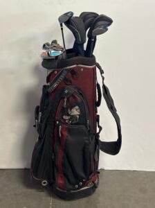 Wilson Pro Staff Men&rsquo;s Right Hand Golf Club Set with Cart Bag, 8 Clubs, Red/Black