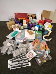 Assorted Consumer Goods Lot: Jewelry, Supplements, Books, Clothing, and More