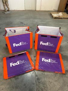 FedEx Collapsible Insulated Delivery Totes, 24"x18"x16", Purple/Orange, Set of 4, Zipper Closure