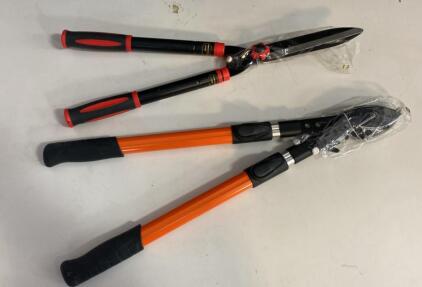 Hedge Shear 24in Steel Blade, Bypass Lopper 28in Telescoping Handles, New Garden Tools Set