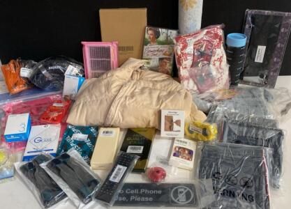 Bulk Mixed General Merchandise Lot &ndash; Clothing, Accessories, Anker, DVD, Phone Cases, 28 Items