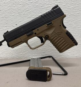 Springfield Armory XD-S 3.3" 9mm FDE/Black Pistol, S3832298, Fiber Optic Sights, 1 Magazine