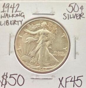 1942 XF45 Silver Walking Liberty Half Dollar Coin