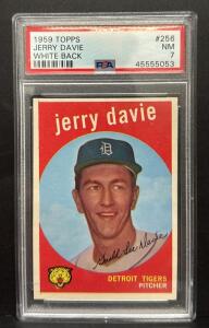 1959 Topps #256 Jerry Davie Detroit Tigers PSA 7 NM White Back Vintage Baseball Card