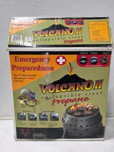Volcano II Collapsible Stove Tri-Fuel *Like NEW* In Original Package* 19,500 BTU 13" Cook Surface w/ Bag & Accessories