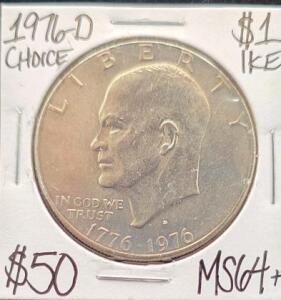 1976-D MS64+ Choice Mint State Ike Dollar