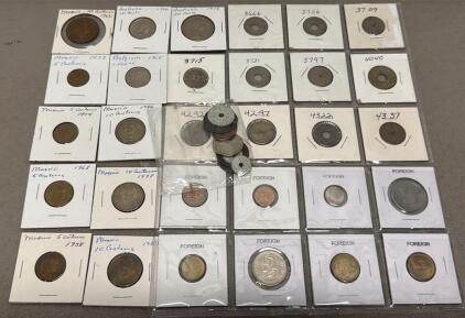 Mixed World Coin Lot 1936&ndash;1990: Mexico, Australia, Belgium, 35+ Pieces, 5/10/20 Centavos, 10/20 Cents