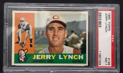 1960 Topps Jerry Lynch #198 PSA NM 7 Cincinnati Reds Baseball Card