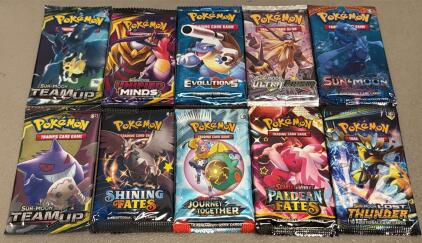 Lot Of 10 Pok&eacute;mon Booster Packs Reproduction Replicas