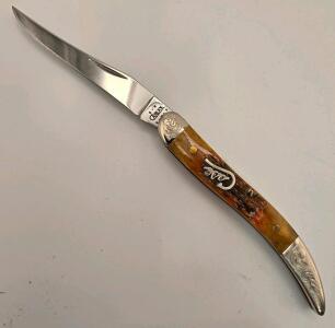 (1) Case XX 2003 Silver Script Scrolled Bolsters Tiny Texas Toothpick Pattern Pocket Knife