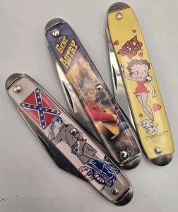 (3) Vintage 1990s Novelty Knife Company Pocket Knives