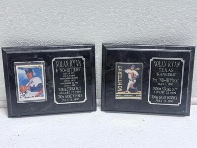 Nolan Ryan Upper Deck & Leaf Card Plaque Set &ndash; 6th & 7th No-Hitter, 5000th SO, 300th Win, Rangers & 1995 Signature Rookies Prime Signatures #1 Cory Alexander Autographed Rookie Card