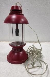 Woolrich Electric Lantern Lamp, Burgundy, Vintage Style, 15" Tall, Corded, Metal Handle