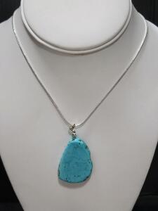 59ct Turquoise Free-Form Slab on a 24" Necklace