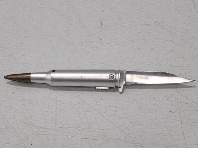 Bullet-Shaped Folding Pocket Knife, Stainless Steel Blade, Manual Opening