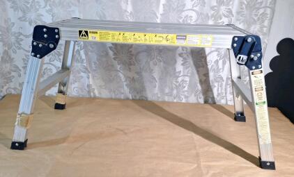 (1) Folding Aluminum Work Platform, 225Lb Workload, 31-1/4"L x 15-3/4"W x 19-1/2" T