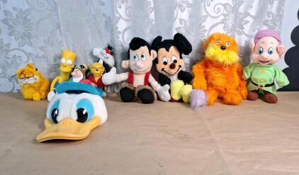 (1) Vintage Donald Duck Hat & (10) Assorted Vintage Plush Characters