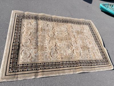 Oriental-Style Area Rug, 8x11 ft, Beige/Tan/Brown, Machine-Made, Polypropylene