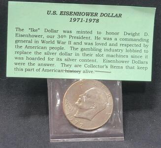 1977 Eisenhower Dollar Coin &ndash; Copper-Nickel, 38.1mm, U.S. Mint, Circulated, Eagle Reverse Design