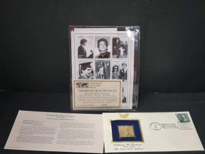 JFK Jr. Guinea Limited Block of 9, COA, Great Train Robbery Gold 32&cent; FDC, 1998-1999