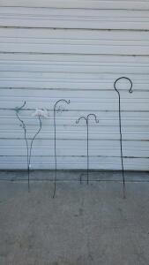 Decorative Metal Garden Stakes &ndash; Shepherd&rsquo;s Hooks, Ornamental Rabbit & Butterfly Designs, 40&ndash;60 in Tall
