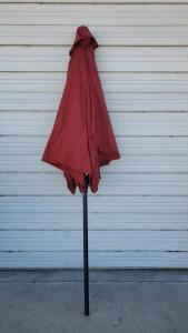 9 ft Red Market Outdoor Patio Umbrella, Metal Pole, No Base Included